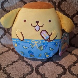 Squishmallow Hellp Kitty Sanrio Blue and Yellow Summer FunPompompurin Plush